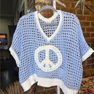 POL Light Blue Crochet Sweater/cover up.